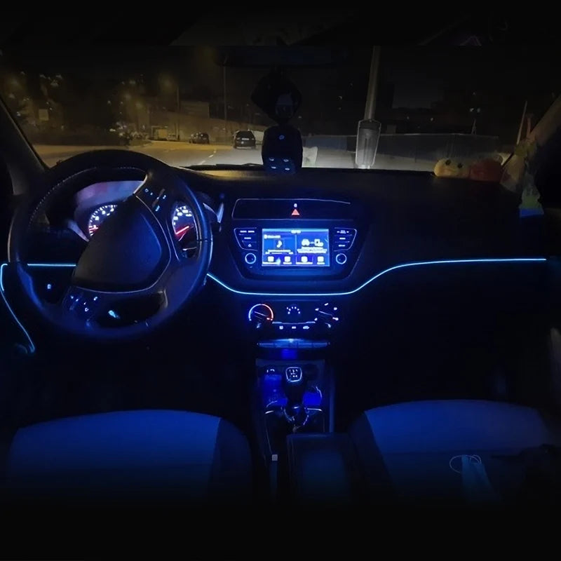 Bande Lumineuse LED Flexible de 5m, Tube de Lumière Froide EL avec USB, Lampe d'Ambiance de Décoration Automobile