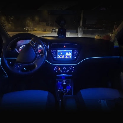 Bande Lumineuse LED Flexible de 5m, Tube de Lumière Froide EL avec USB, Lampe d'Ambiance de Décoration Automobile