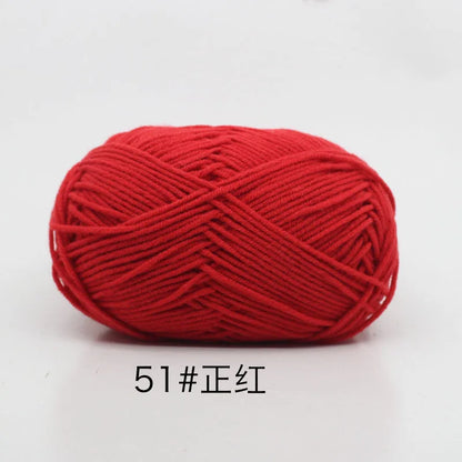 40-50 جم/المجموعة خيوط قطنية حليبية 4 طبقات (80%) للحياكة، صبغة لانا لعمل الكروشيه اليدوي، سترة قبعة دمى بسعر منخفض