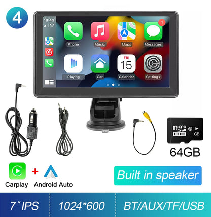 Écran tactile Portable 7 pouces IPS CarPlay Android Auto autoradio lecteur vidéo multimédia GPS Navigation Wifi caméra de recul