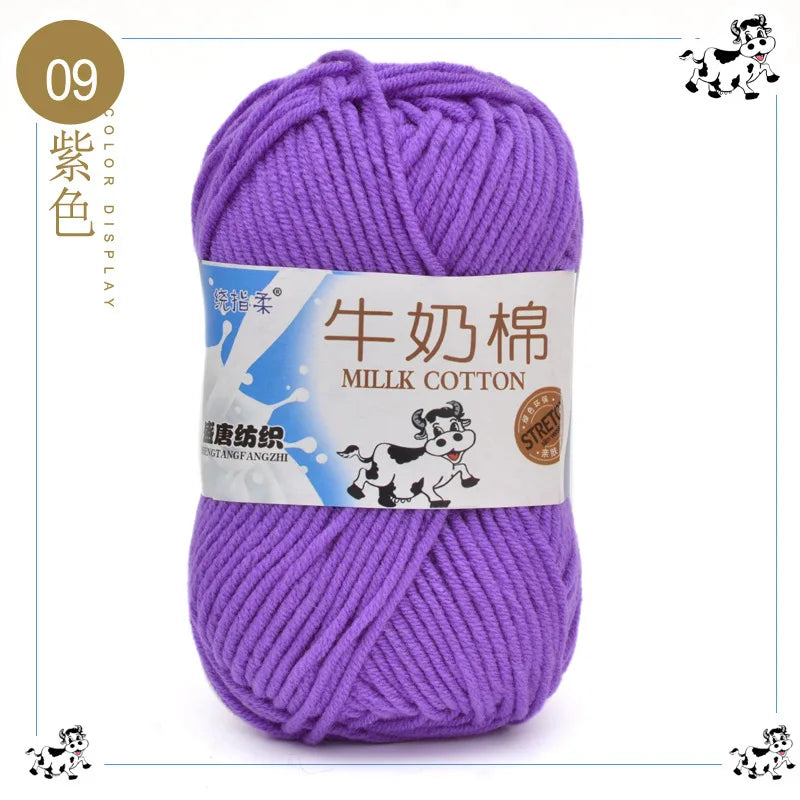 Fil à tricoter en coton au lait, 5 brins, 50g, pour bricolage de sacs de poupée, fil, écharpe, chaussettes