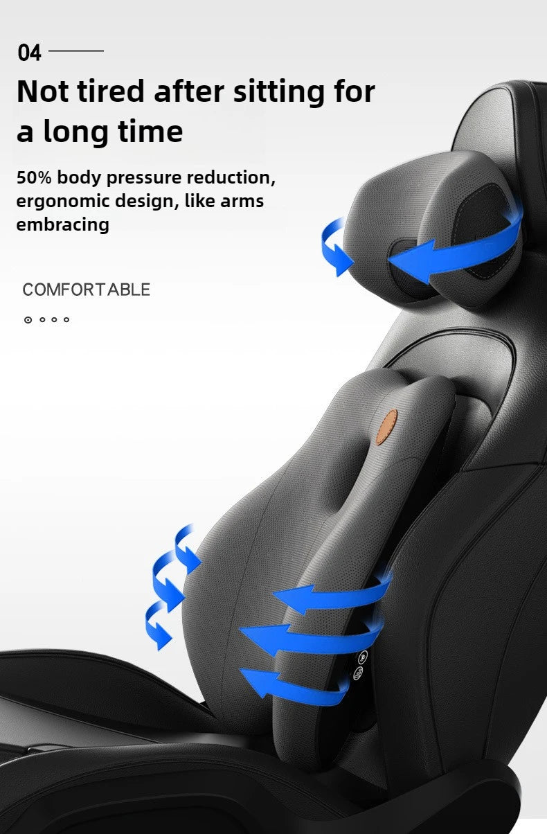 Car Electric Massage Headrest Lumbar Support Vibration Waist Lumbar Neck Pillow Backrest Cushion Car Seat Interior Accessories