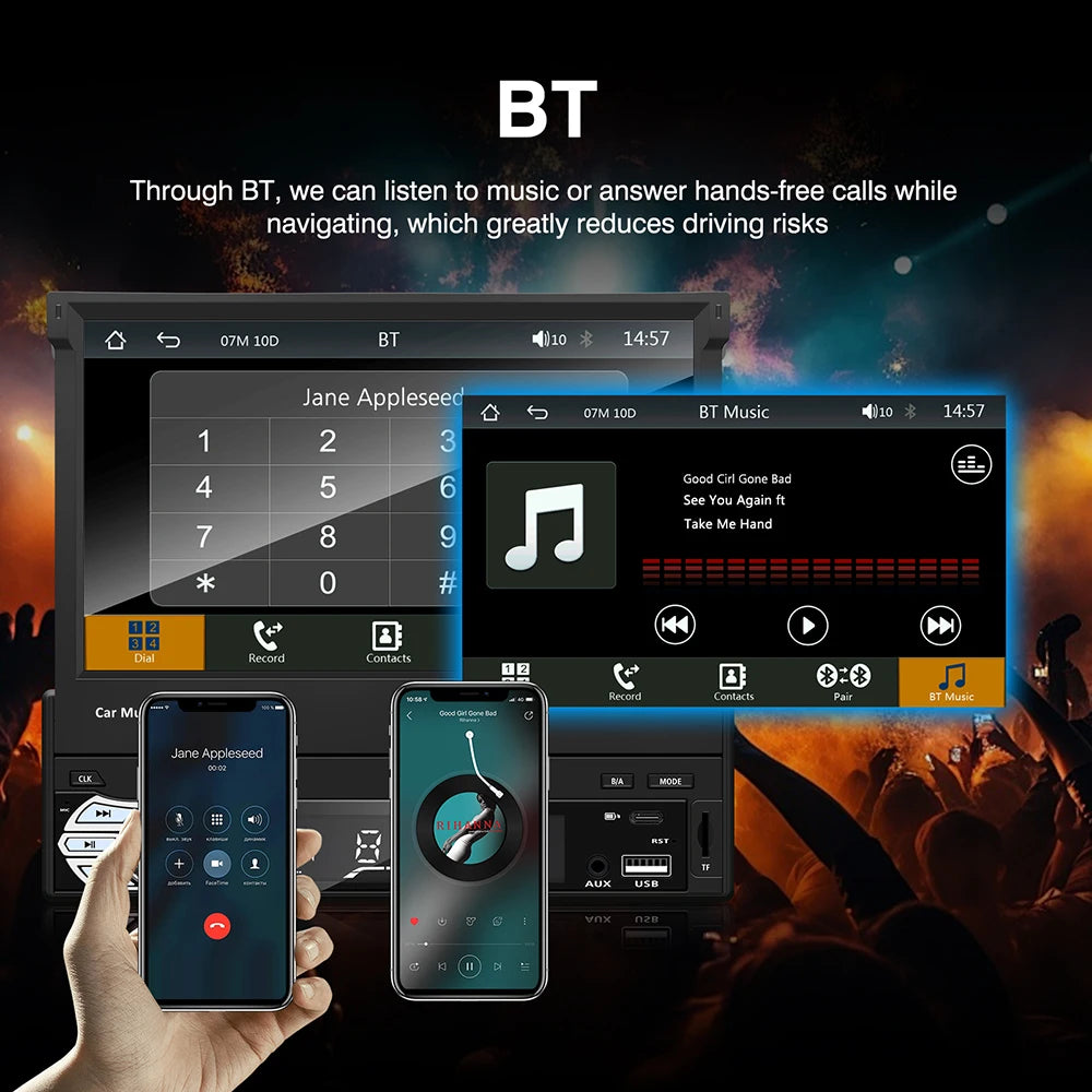 Lecteur MP5 universel Carplay Android Auto 1 Din 7 pouces manuel écran tactile rétractable automatique lecteur de voiture Radio FM lien miroir