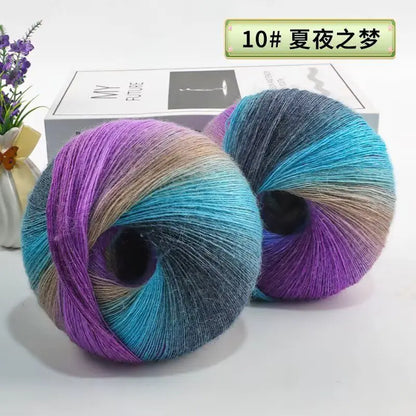 Fil de laine arc-en-ciel 200 g/ensemble, pour tricoter, châles, écharpes, pulls, vestes, chapeaux, bricolage, fil de teinture à Segment doux et confortable