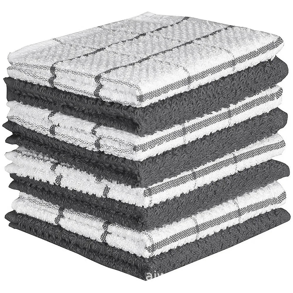 Chiffons de cuisine en coton à carreaux, chiffons de cuisine, essuie-mains, débarbouillettes super douces et absorbantes, 12x12in, 6 paquets