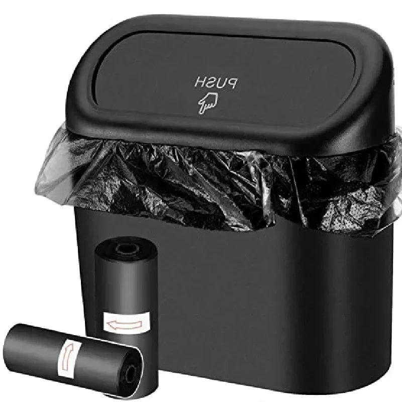 Mini poubelle de voiture anti-fuite avec couvercle, 1 pièce, petits accessoires de voiture comprenant 60 (300) sacs poubelles pour l'intérieur du véhicule