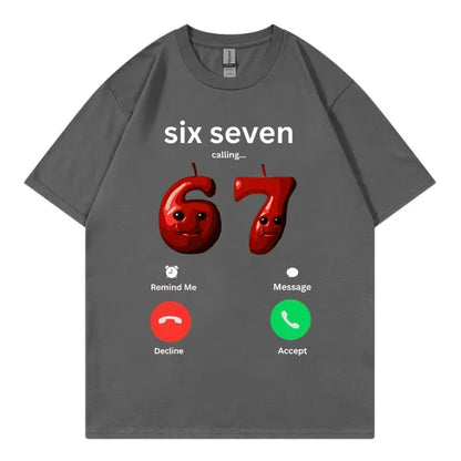 67 appelle drôle Meme T-shirt hommes femmes haute qualité mode surdimensionné T-shirts été décontracté coton à manches courtes T-shirts