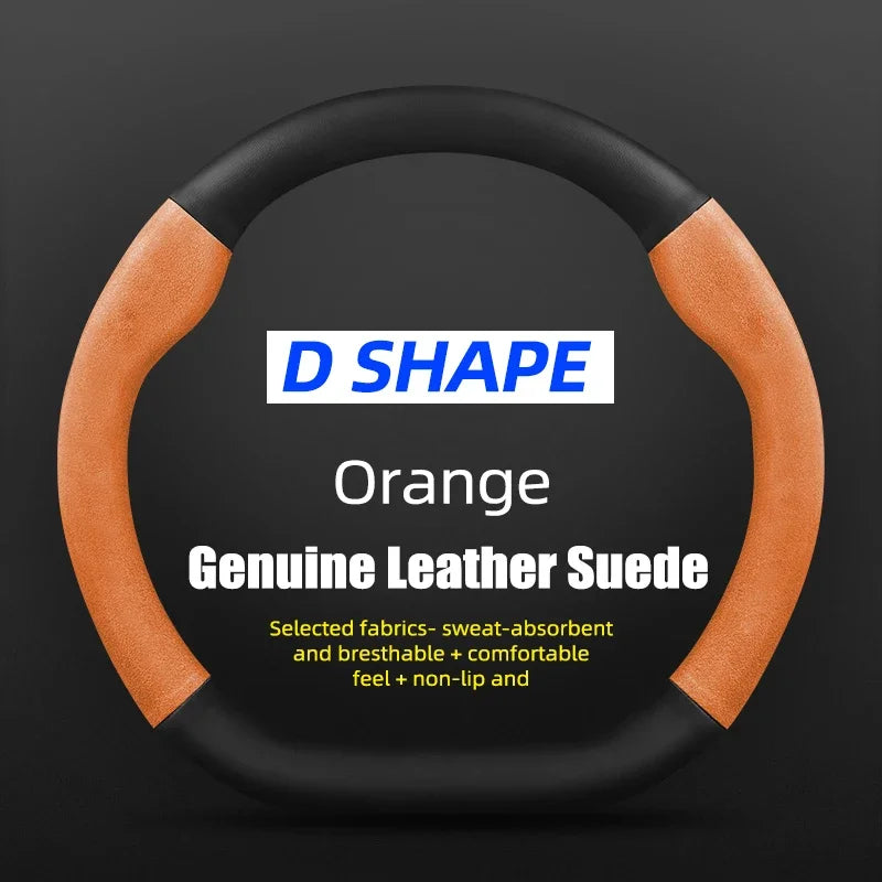 Juste de volant en cuir véritable pour Volkswagen, fibre de carbone, compatible avec VW CC Polo Bora Golf Jetta Lavida Lamando Magotan Passat