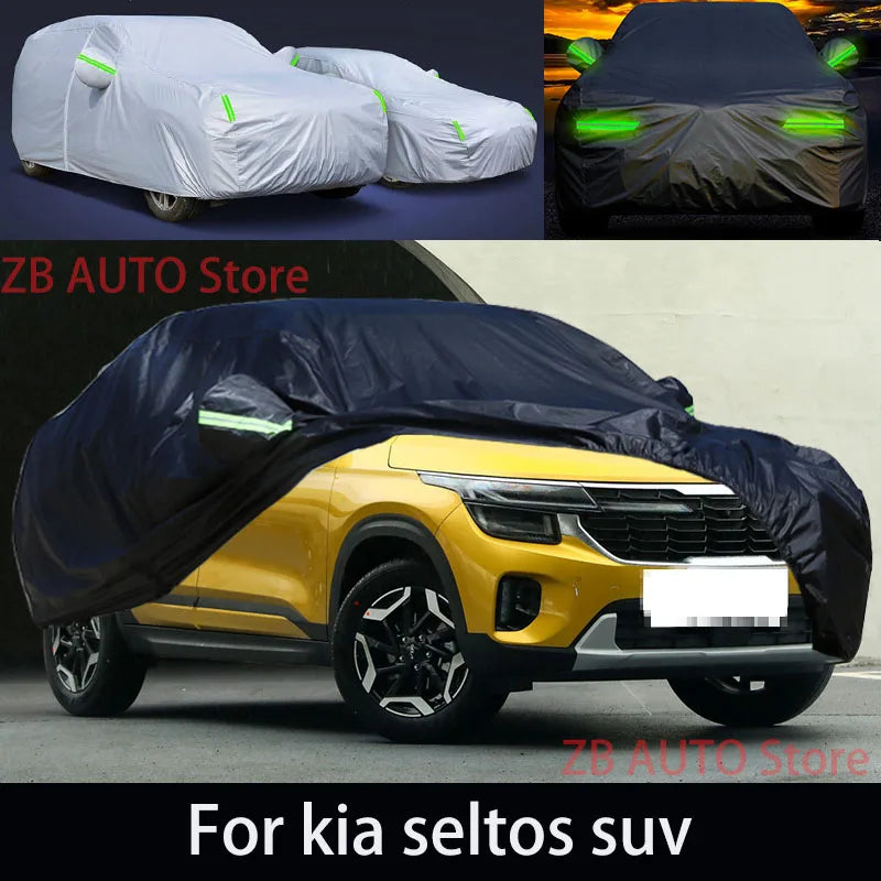 Housse de protection complète pour Kia Seltos SUV, protection extérieure contre la neige, le soleil, l'eau et la poussière, accessoires de voiture