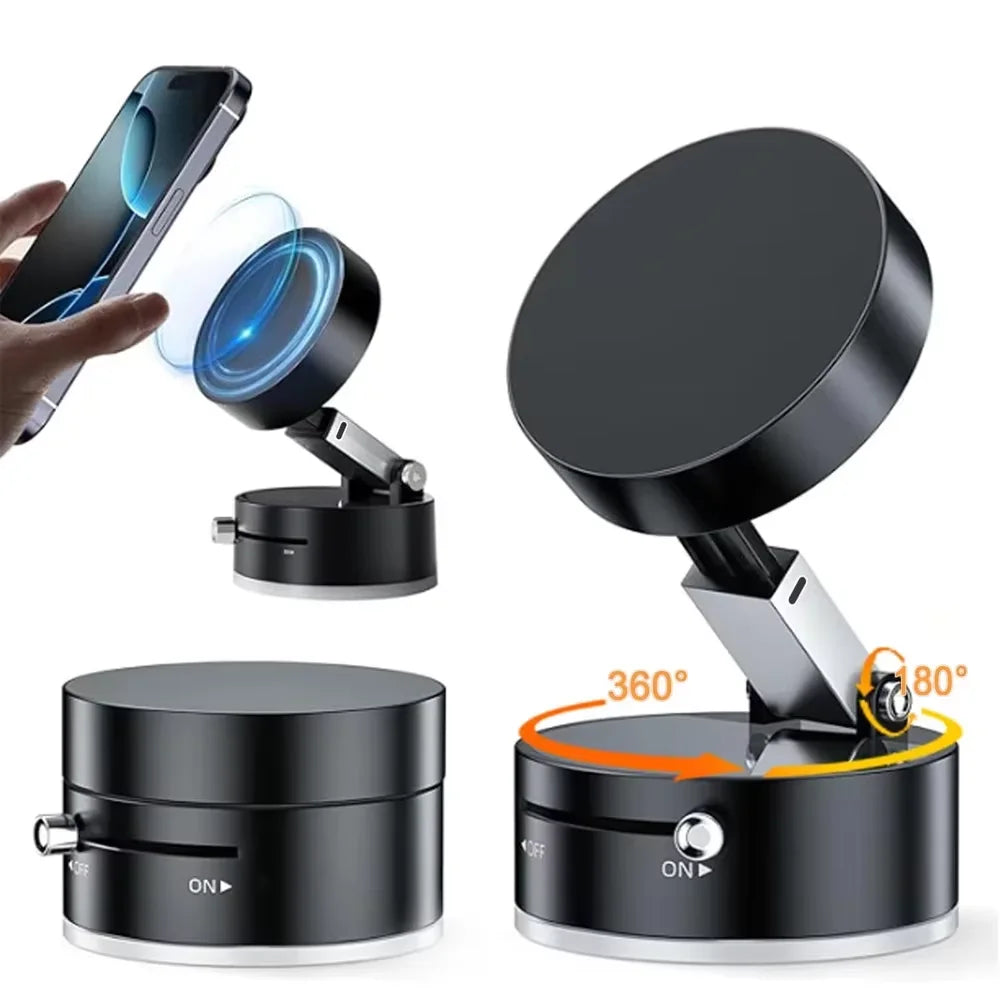 360 °   Rotation sous vide Double face ventouse magnétique Support de téléphone de voiture tableau de bord de voiture Support de cellule Mobile Support de téléphone pliable