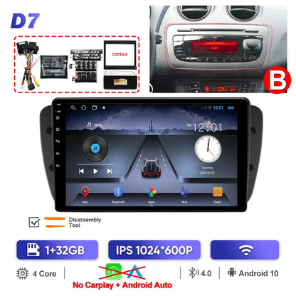 Pour Seat Ibiza 2012 2013 2014 2015 Android Auto Carplay Radio voiture lecteur vidéo multimédia GPS Navigation QLED écran tactile 4G