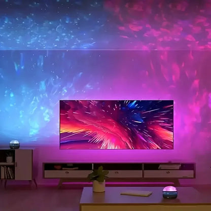 Projecteur LED Ciel Étoilé RGB Galaxie Lampe d'Ambiance Projection Noël Halloween Télécommande 7 Couleurs Rotation Automatique Maison