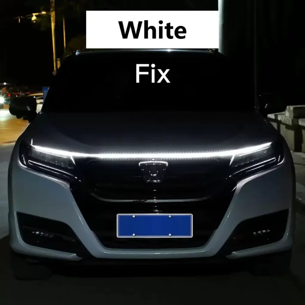 LED feux de jour balayage démarrage capot de voiture lumières décoratives DRL Auto moteur capot Guide lampe d'ambiance décorative 12V blanc
