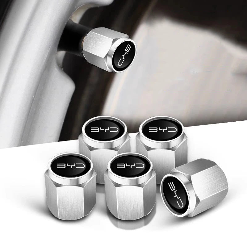 Valve de pneu de roue de voiture en métal, 5 pièce/ensemble, capuchon de Protection de tige d'air pour BYD ATTO 3 Yuan Qin Han TANG Plus DM-i Dolphin, accessoires automobiles