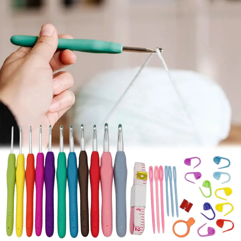 Ensemble de crochets en fil Ogo Grossier avec étui, poignée ergonomique, kit de 11 crochets colorés pour la colonne vertébrale, cadeaux de grand-mère