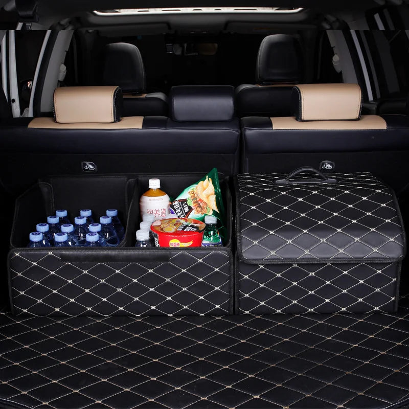 Boîte de rangement pour coffre de voiture, grande capacité, outils multi-usages automobiles, sac de rangement, rangement, rangement, cuir, pliable pour l'urgence