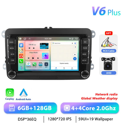 Podofo 7 "9" CarPlay Android autoradio pour Volkswagen VW Golf Passat JETTA Skoda siège voiture système Intelligent 2din GPS autoradio