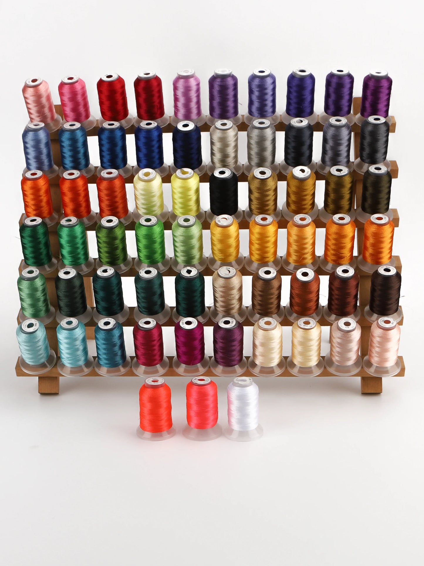 Ensemble de 63 couleurs Brother, fil à broder en Polyester de qualité supérieure, 500M (550 ans), chaque bobine, Machine domestique pour Brother Babylock Janome Singer