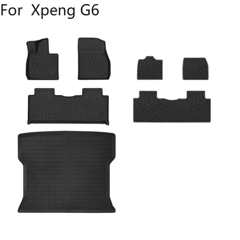 Tapis de Sol Antidérapants Imperméables pour Xpeng G6 2023 2024, Doublure de Chargement Avant et Arrière, Polymères de Coffre, Accessoires