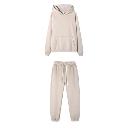 LOGO personnalisé bricolage marque ensembles à capuche Type de mode 2 pièces costume épais polaire Jogging surdimensionné survêtement à capuche + pantalon Streetwear