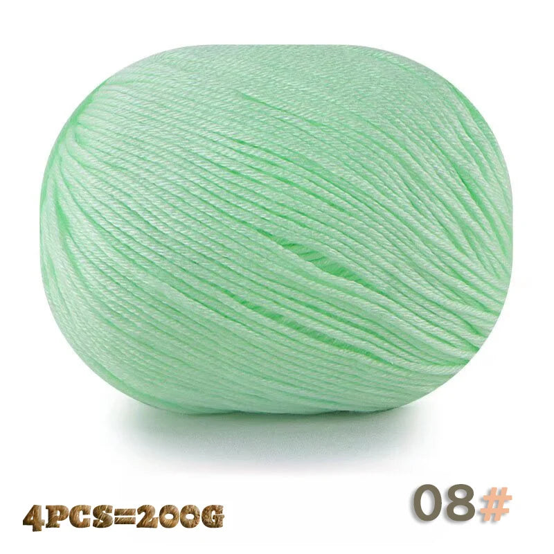 200 g 6 brins de boules de fil doux tricotées faites à la main d'épaisseur moyenne pour la fabrication de pulls, chapeaux, foulards, gants, chaussures en fil, boules de fil doux, 1 pièce = 4 boules = 200 grammes
