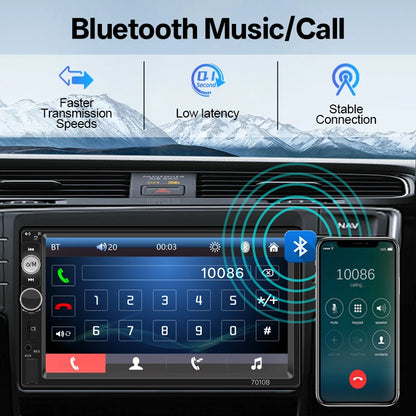 HIPPCRON autoradio HD 7 "écran tactile stéréo Bluetooth 12V 1 Din FM ISO puissance Aux entrée lien miroir lecteur multimédia automatique