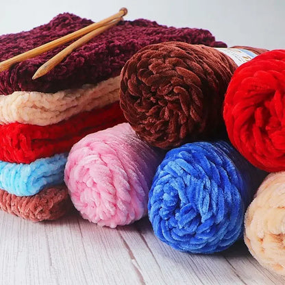 Fil de Velours en Polyester Mélangé de Coton Chenille, Crochet Ogo Doux pour Bébé, Fil Optique pour Écharpe, Bricolage Fait à la Main, 100 g/Rouleau