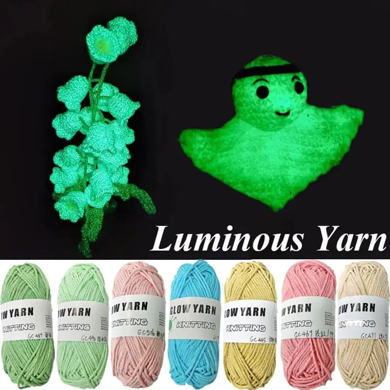 Fil fonctionnel en Polyester brillant dans la nuit, épais et lumineux, fil de coton, pull au Crochet, chapeau, écharpe, outils de tricot à la main, nouveauté