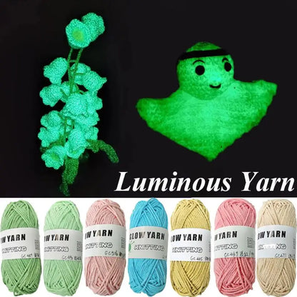 Fil fonctionnel en Polyester brillant dans la nuit, épais et lumineux, fil de coton, pull au Crochet, chapeau, écharpe, outils de tricot à la main, nouveauté