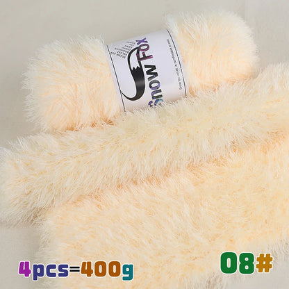 Fil de fausse fourrure 400g, fil de plumes, fil de cils, fil épais pour tricoter à la main, adapté au tricot de grands manteaux, pyjamas, foulards, chapeaux, châles, gilets
