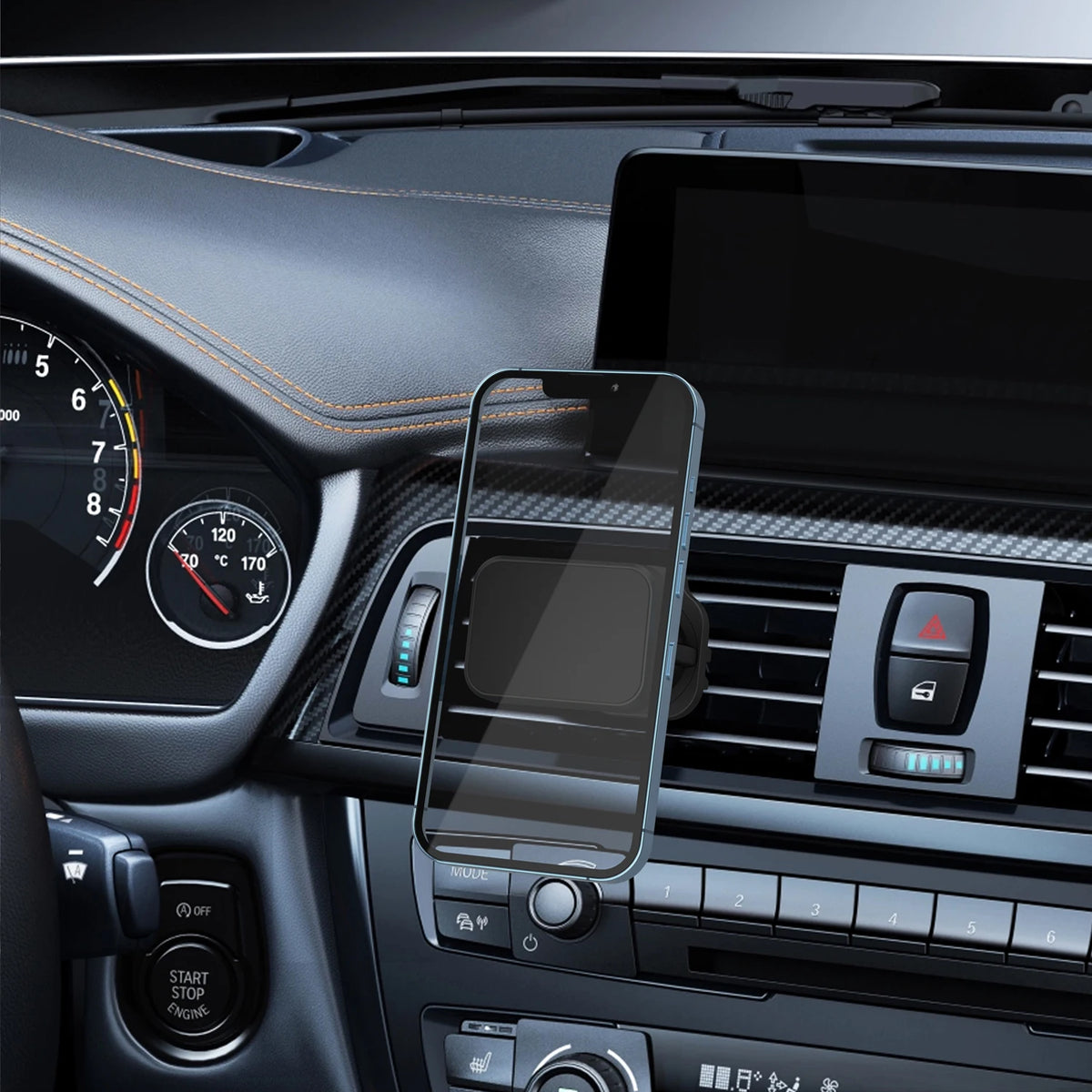 Support de téléphone portable magnétique universel multifonctionnel pour grille d'aération de voiture, peut être tourné à 360 degrés, 6 aimants puissants intégrés