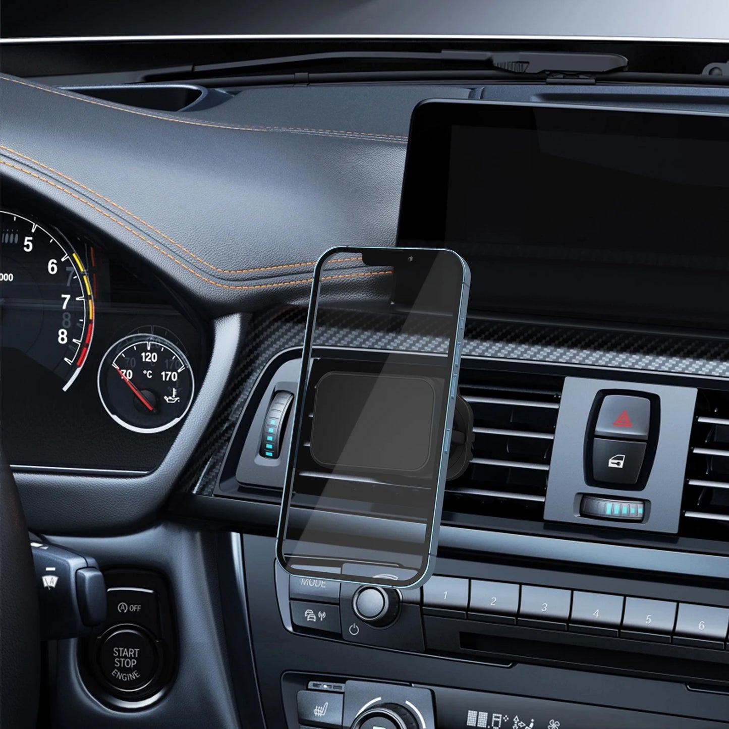 Support de téléphone portable magnétique universel multifonctionnel pour grille d'aération de voiture, peut être tourné à 360 degrés, 6 aimants puissants intégrés