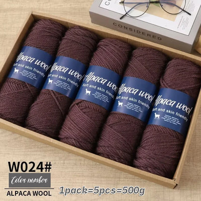Fil de laine d'alpaga 500g, fil grossier, tissé à la main pour fabriquer des pulls chauds et à la mode, coupe-vent, vestes, foulards, chapeaux, fils