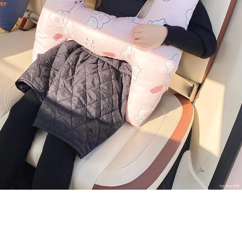 وسادة سيارة قطنية للأطفال، إكسسوارات داخلية للسيارة ناعمة وآمنة، تمنع الاصطدامات، جهاز نوم للأطفال مركب على السيارة