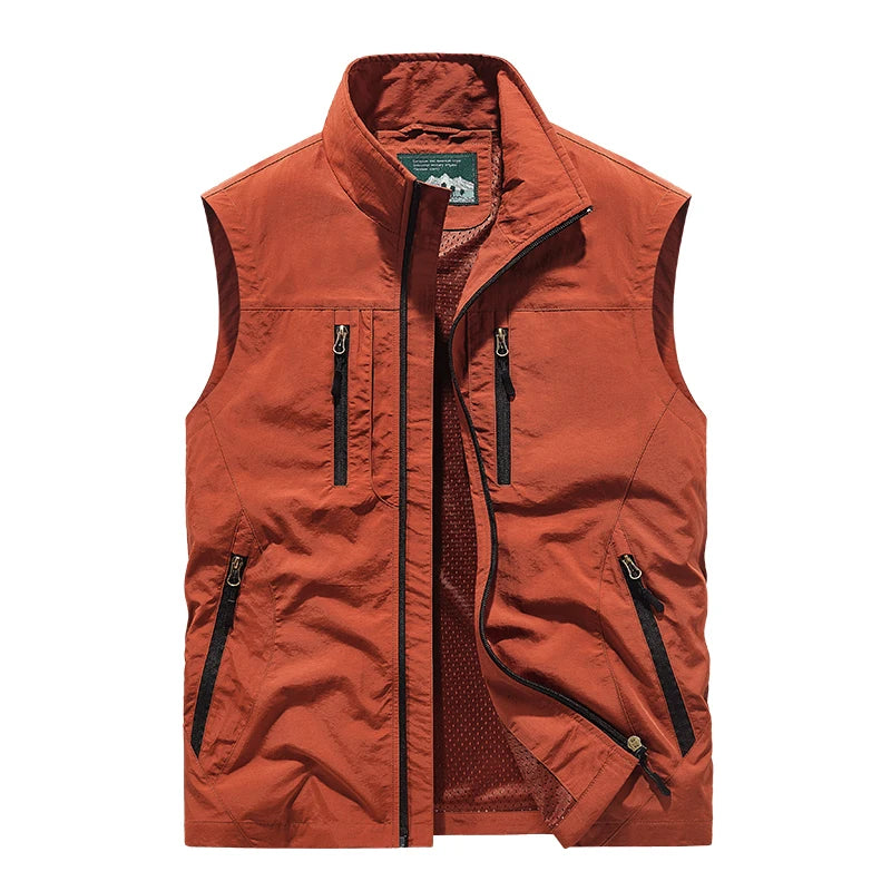 Grande taille hommes été en plein air randonnée gilet tactique multi-poches léger coque souple utilitaire voyage Safari Cargo gilet hommes