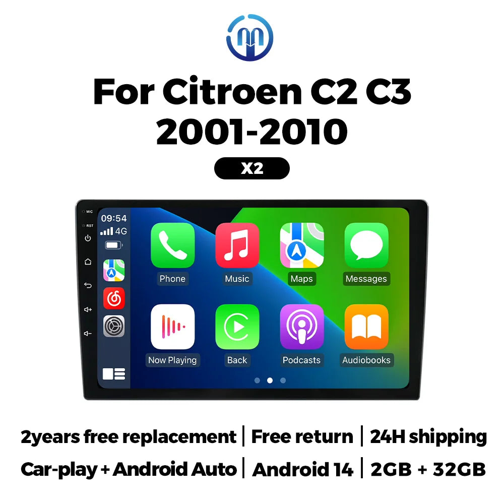 2025 nouvelle autoradio Carplay Android Auto pour citroën C2 C3 2001 2002 2003 - 2010 lecteur multimédia de voiture avec cadre GPS RDS stéréo carplay sans fil systèmes intelligents auto carplay voiture autoradio
