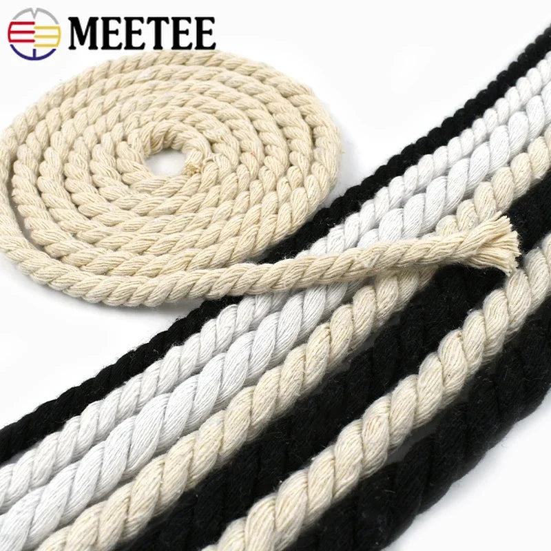 Cordons en macramé de 5 mètres, 7-15mm, 3 actions, corde torsadée en coton pour sac fait à la main, matériel artisanal pour la maison, accessoires de couture