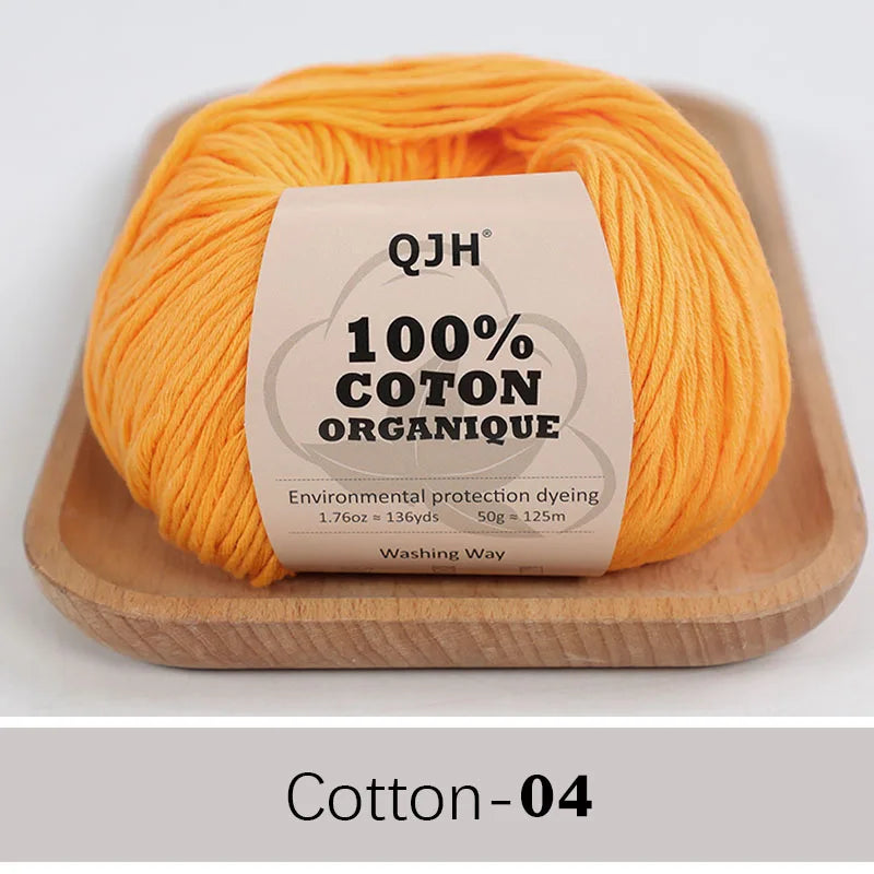 QJH 100% fil de coton, fil de poids de Sport pour bébé en coton, fil Amigurumi, fil doux d'été, fil au Crochet/à tricoter-6 pièces