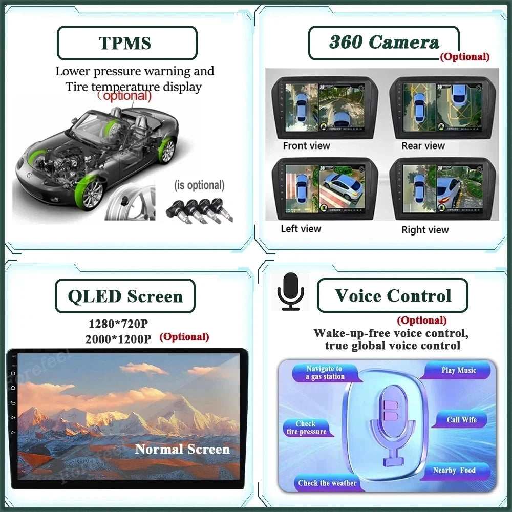 Android pour Ford Fiesta MK7 2009 - 2017 haute performance CPU tactile vidéo Bluetooth stéréo QLED écran Carplay vidéo DSP DVD