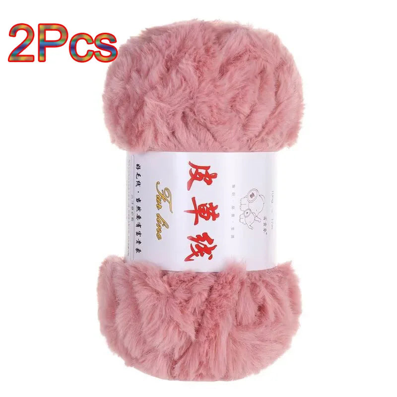 Fil de laine de vison au Crochet, 2 pièces, fil de fausse fourrure, cachemire, tricot à la main, fil de pull, vêtements, écharpe, fil de vison moelleux