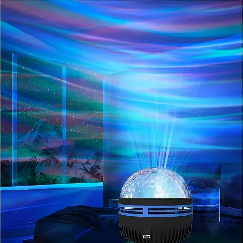 Projecteur LED Ciel Étoilé RGB Galaxie Lampe d'Ambiance Projection Noël Halloween Télécommande 7 Couleurs Rotation Automatique Maison