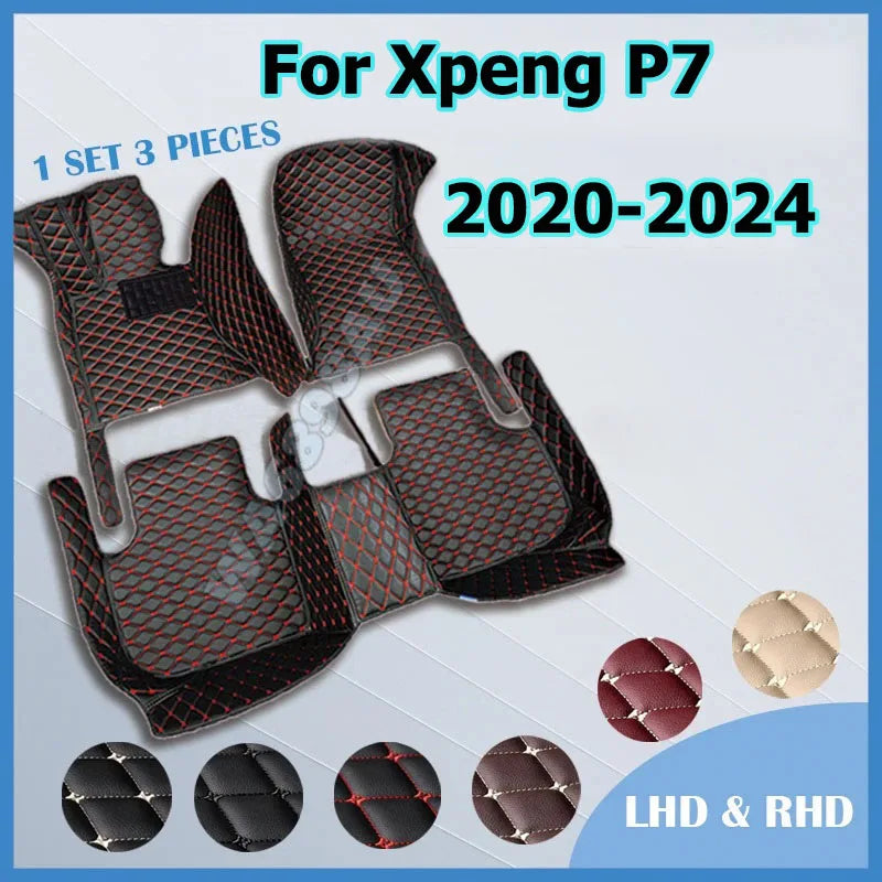 Tapis de sol de voiture personnalisé pour Xpeng P7 2020 – 2024, tapis de sol de voiture en cuir résistant à l'usure de haute qualité