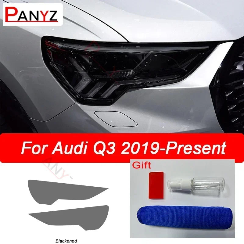 Film de protection pour phares de voiture, 2 pièces, pour Audi Q3 8U F3 2012-présent RSQ3 Sportback 2020, autocollant Transparent en TPU noir