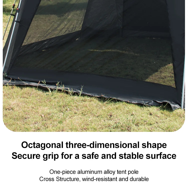 Tente de camping instantanée octogonale Sonuto, grande tente familiale avec structure en aluminium, résistante au vent et à l'eau, abri solaire pour la plage