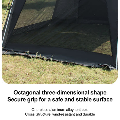Tente de camping instantanée octogonale Sonuto, grande tente familiale avec structure en aluminium, résistante au vent et à l'eau, abri solaire pour la plage