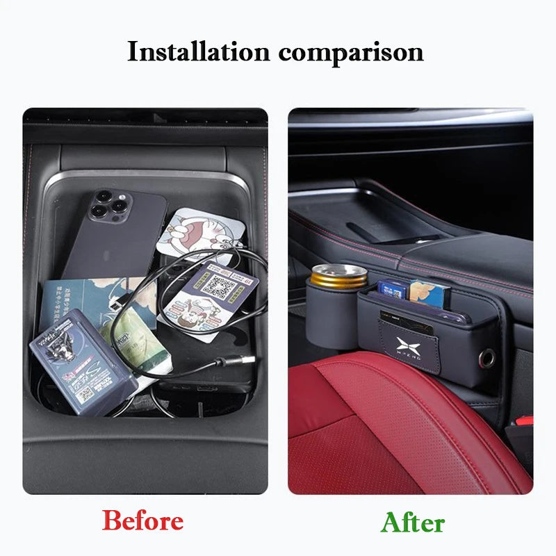 Boîte de rangement de fentes de siège de voiture, tasse d'eau, support de téléphone, sac de rangement, accessoires de rangement intérieur pour Xpeng G6 G9 G3 G3i P7 P5 P7i X9