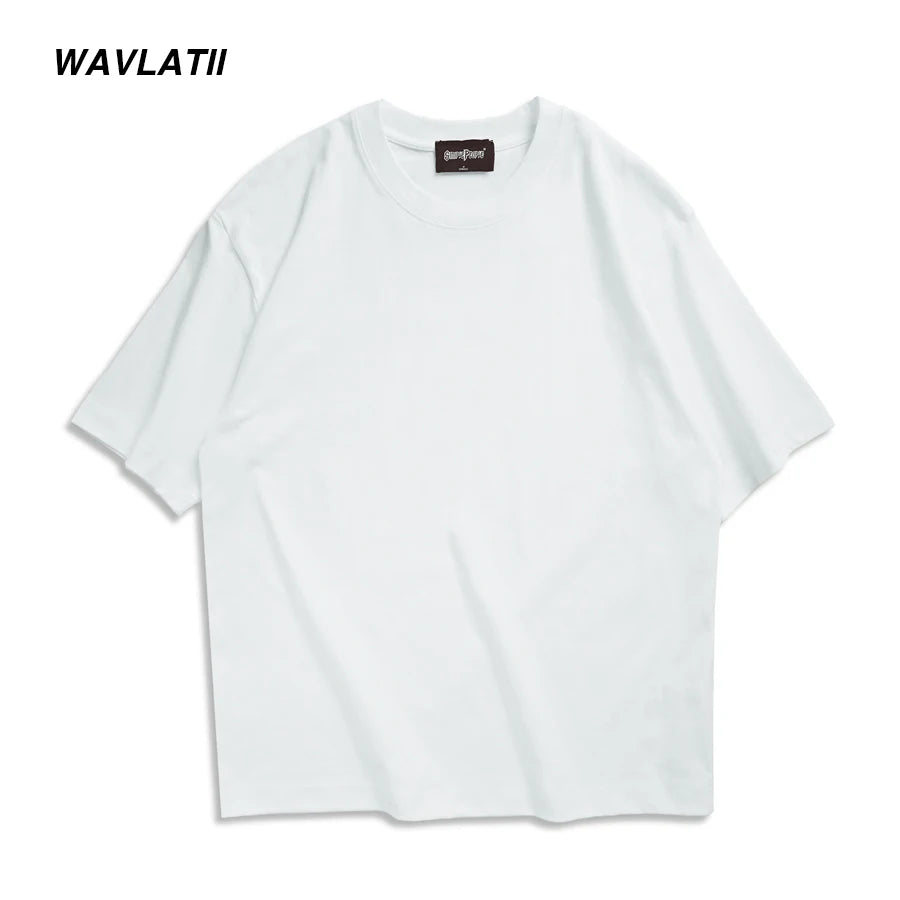 WAVLATII-تي شيرت رجالي ونسائي يسمح بالتهوية، ملابس الشارع كاجوال، أبيض، أسود، أساسي، صيفي، Y-for Young، جديد، 260، 101WMT2401