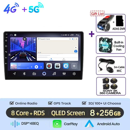 Autoradio multimédia vidéo avec navigation GPS Android16 CarPlay sans fil pour Ford New Transit 2009-2019 Focus 2005-2010