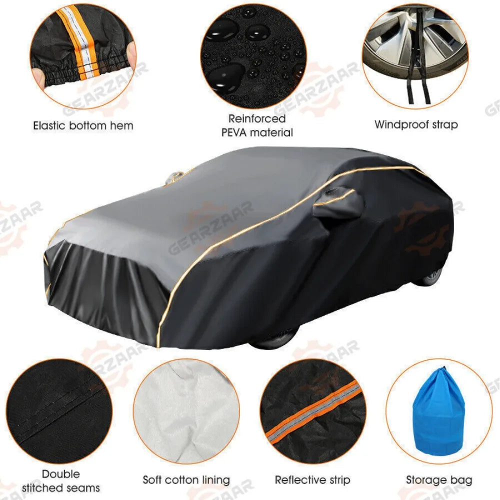 Juste de voiture imperméable doublée de coton, protection UV, 6 couches, S, M, XL, média