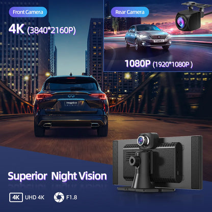 Imagebon amélioré 11,4′′ H70 Pro 4K ADAS Écran intégré pour voiture DVR sans fil CarPlay et Android Auto Vision nocturne GPS Caméra de tableau de bord